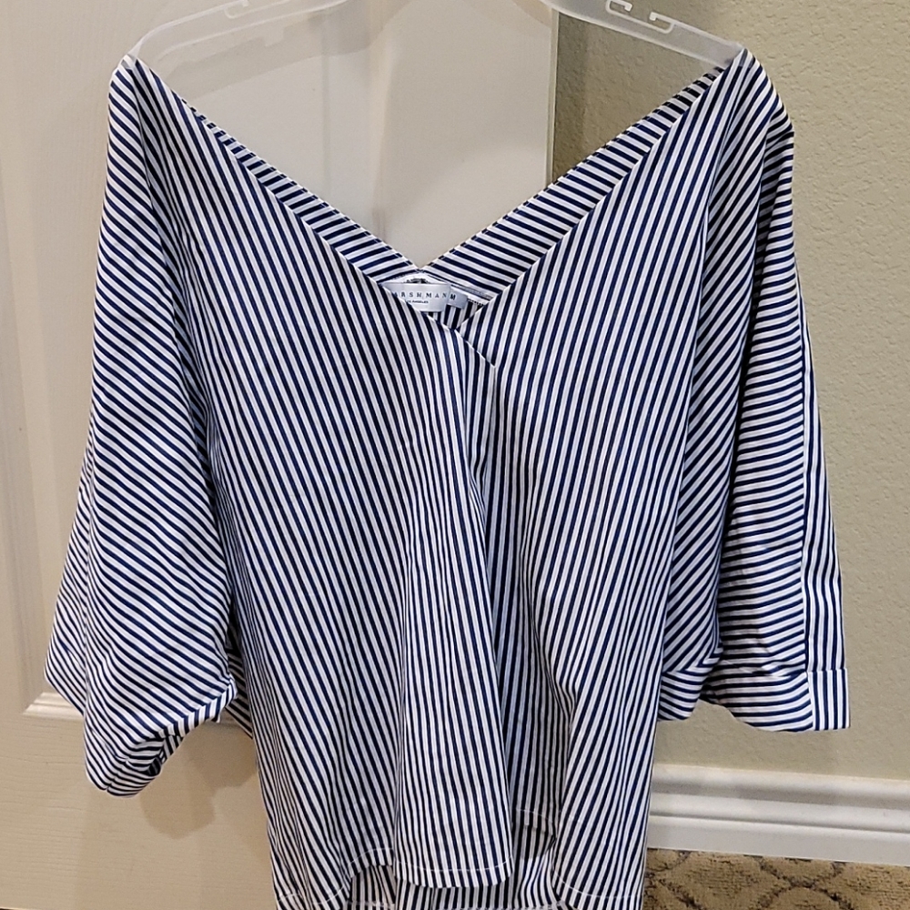 HARSHMAN blue and white top